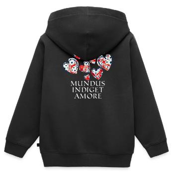 Mundus Indiget Amore E 260 - Sweat Premium à capuche zippé enfant bio - noir - Dos - AI Model Kid Male (0cm)