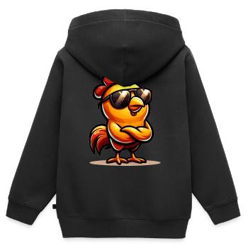 Lustiges Huhn Huhn Lustiges Bild - Kinder Premium Organic Zip Hoodie - Schwarz - Hinten - AI Model Kid Male (0cm)