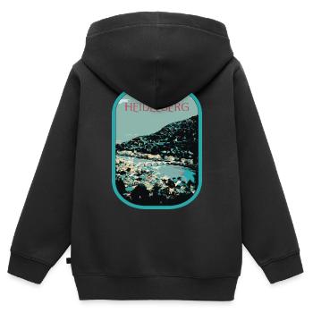 Heidelberg : Vue Envoûtante sur le Neckar - Sweat Premium à capuche zippé enfant bio - noir - Dos - AI Model Kid Male (0cm)
