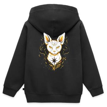 Katze Katzen - Kinder Premium Organic Zip Hoodie - Schwarz - Hinten - AI Model Kid Male (0cm)