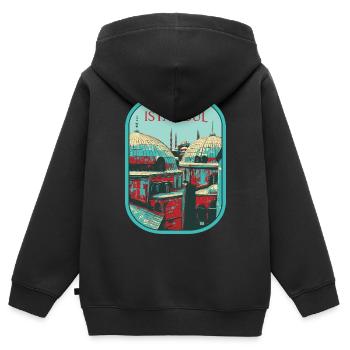 Majesté d'Istanbul: Mosquée sublime - Sweat Premium à capuche zippé enfant bio - noir - Dos - AI Model Kid Male (0cm)