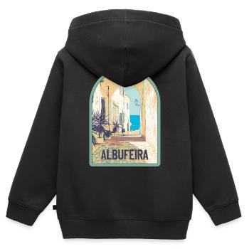 Malerische Straße in der Altstadt von Albufeira - Kinder Premium Organic Zip Hoodie - Schwarz - Hinten - AI Model Kid Male (0cm)