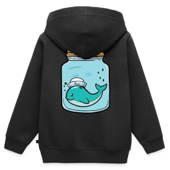 Wal Fische Fisch Aquarium Zoologie Zootiere - Kinder Premium Organic Zip Hoodie - Schwarz - Hinten - AI Model Kid Male (0cm)