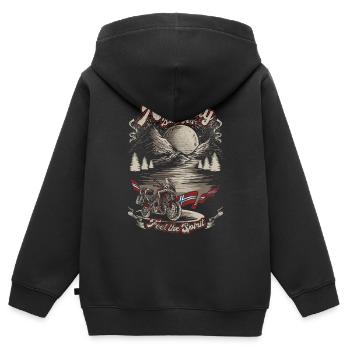 NORWAY BIKER TOUR - Kinder Premium Organic Zip Hoodie - Schwarz - Hinten - AI Model Kid Male (0cm)