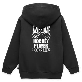 Hockey Hockey Hockey - Kinder Premium Organic Zip Hoodie - Schwarz - Hinten - AI Model Kid Male (0cm)