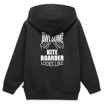 Kiteboard Kiteboard Kiteboard Kiteboard - Sweat Premium à capuche zippé enfant bio - noir - Dos - AI Model Kid Male (0cm)