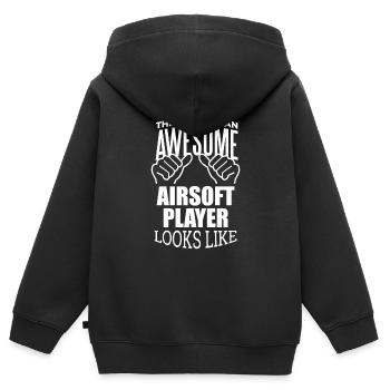 Airsoft Airsoft Airsoft - Sweat Premium à capuche zippé enfant bio - noir - Dos - AI Model Kid Male (0cm)