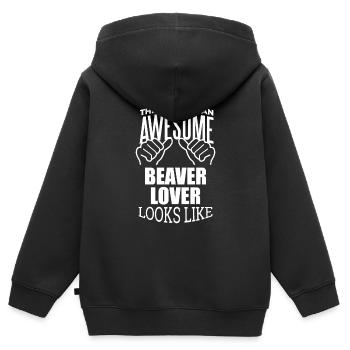 Bieber - Kinder Premium Organic Zip Hoodie - Schwarz - Hinten - AI Model Kid Male (0cm)