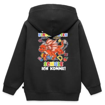 Niedlicher Drache Einschulung Kind Zuckertüte - Kinder Premium Organic Zip Hoodie - Schwarz - Hinten - AI Model Kid Male (0cm)