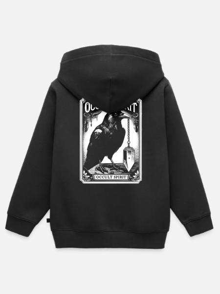 Okkulter Geist Rabe Pendel - Kinder Premium Organic Zip Hoodie - Schwarz