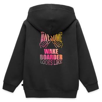Wakeboard Wakeboard Wakeboard - Sweat Premium à capuche zippé enfant bio - noir - Dos - AI Model Kid Male (0cm)