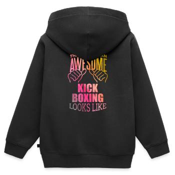 Kickboxen - Kinder Premium Organic Zip Hoodie - Schwarz - Hinten - AI Model Kid Male (0cm)