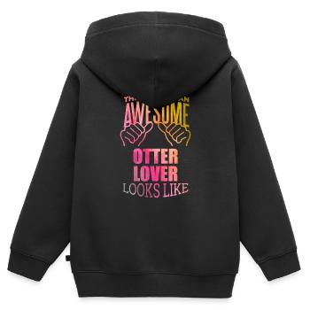 Otter Otter Otter - Kinder Premium Organic Zip Hoodie - Schwarz - Hinten - AI Model Kid Male (0cm)