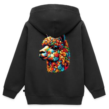 Alpaka - Kinder Premium Organic Zip Hoodie - Schwarz - Hinten - AI Model Kid Male (0cm)