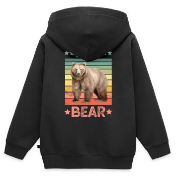 Ours brun Grizzli - Sweat Premium à capuche zippé enfant bio - noir - Dos - AI Model Kid Male (0cm)