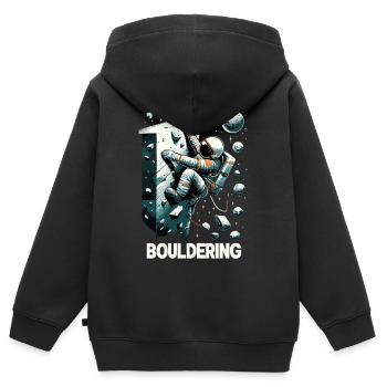 Bouldern Astronaut Raumfahrer Geschenk - Kinder Premium Organic Zip Hoodie - Schwarz - Hinten - AI Model Kid Male (0cm)