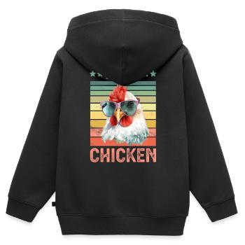 Poulets Poulets - Sweat Premium à capuche zippé enfant bio - noir - Dos - AI Model Kid Male (0cm)