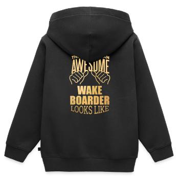 Wakeboard Wakeboard Wakeboard - Sweat Premium à capuche zippé enfant bio - noir - Dos - AI Model Kid Male (0cm)