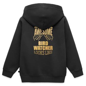 Observation des oiseaux Observation des oiseaux Observation des oiseaux - Sweat Premium à capuche zippé enfant bio - noir - Dos - AI Model Kid Male (0cm)