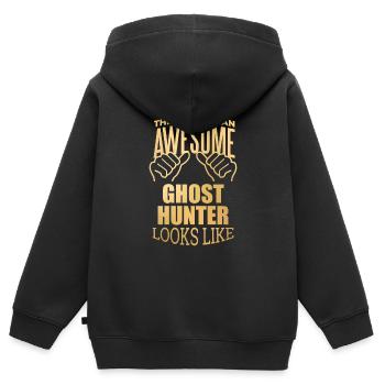 Chasseur de Fantômes Chasseur de Fantômes Chasseur de Fantômes Chasseur de Fantômes - Sweat Premium à capuche zippé enfant bio - noir - Dos - AI Model Kid Male (0cm)