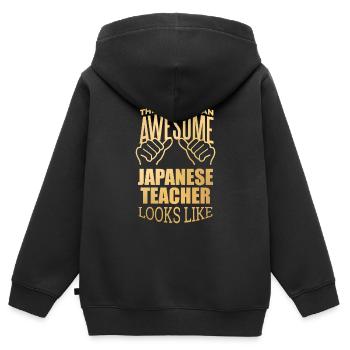 Japanisch, japanisch, japanisch, japanisch - Kinder Premium Organic Zip Hoodie - Schwarz - Hinten - AI Model Kid Male (0cm)