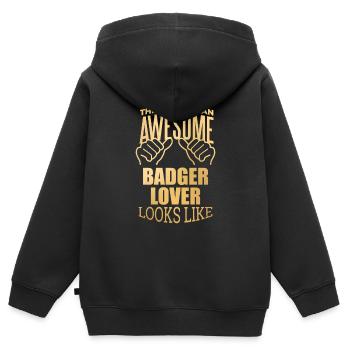 Blaireau Blaireau Blaireau - Sweat Premium à capuche zippé enfant bio - noir - Dos - AI Model Kid Male (0cm)