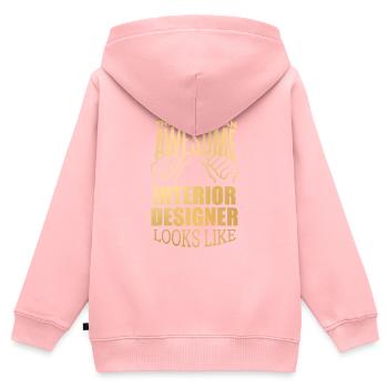 Décorateur d’intérieur - Sweat Premium à capuche zippé enfant bio - rose - Dos - AI Model Kid Female (0cm)