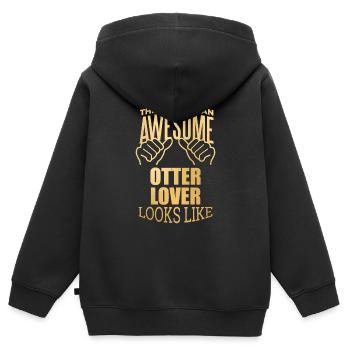 Otter Otter Otter - Kinder Premium Organic Zip Hoodie - Schwarz - Hinten - AI Model Kid Male (0cm)