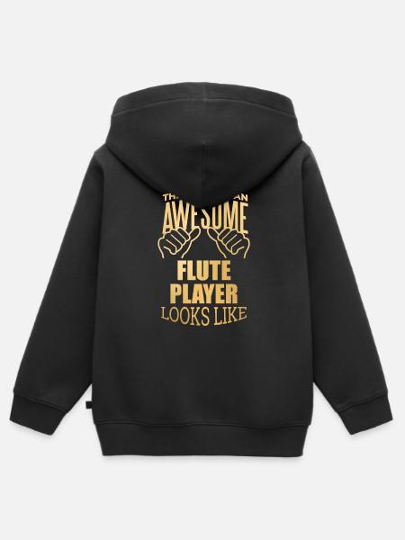 Flute Flute Flute - Premium børne zip-hættetrøje økologisk - sort