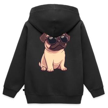 Lustiger Mops Hund - Kinder Premium Organic Zip Hoodie - Schwarz - Hinten - AI Model Kid Male (0cm)