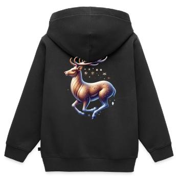 Chute de neige de renne - Sweat Premium à capuche zippé enfant bio - noir - Dos - AI Model Kid Male (0cm)