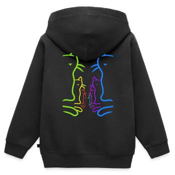 LGBT Chats Arc-en-ciel Chat Drapeau arc-en-ciel - Sweat Premium à capuche zippé enfant bio - noir - Dos - AI Model Kid Male (0cm)