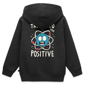Trying to stay Positive - Kinder Premium Organic Zip Hoodie - Schwarz - Hinten - AI Model Kid Male (0cm)