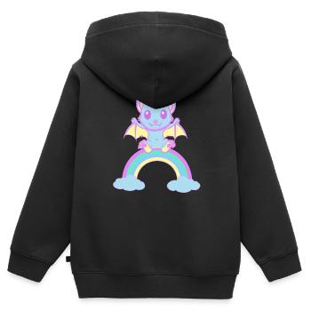 niedliche Fledermaus Fledermäuse - Kinder Premium Organic Zip Hoodie - Schwarz - Hinten - AI Model Kid Male (0cm)