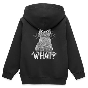 Katze Was Lustige Weiße Katze mit intensivem Horrorblick - Kinder Premium Organic Zip Hoodie - Schwarz - Hinten - AI Model Kid Male (0cm)