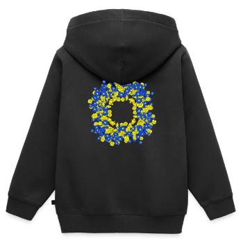Blumen Kranz Sommer Blumen Blume - Kinder Premium Organic Zip Hoodie - Schwarz - Hinten - AI Model Kid Male (0cm)
