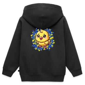 Fleurs de poussin de Pâques Fleurs de fleurs - Sweat Premium à capuche zippé enfant bio - noir - Dos - AI Model Kid Male (0cm)