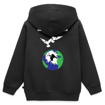 Lâcher de colombes - Sweat Premium à capuche zippé enfant bio - noir - Dos - AI Model Kid Male (0cm)