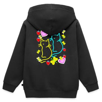 Sommer Katzen Katze Sommerzeit - Kinder Premium Organic Zip Hoodie - Schwarz - Hinten - AI Model Kid Male (0cm)