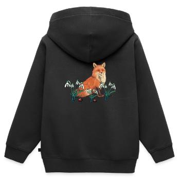 Fuchs Füchse Frühling Frühlingsanfang Kinder - Kinder Premium Organic Zip Hoodie - Schwarz - Hinten - AI Model Kid Male (0cm)