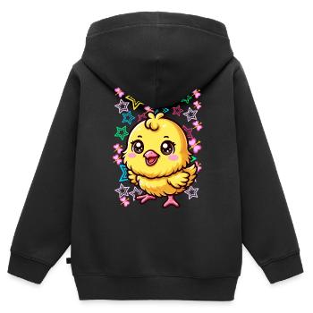 années 80 90s Chick Kids Enfant - Sweat Premium à capuche zippé enfant bio - noir - Dos - AI Model Kid Male (0cm)