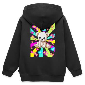 80er 90er Teddy Retro Teenie Kinder Bär Bären - Kinder Premium Organic Zip Hoodie - Schwarz - Hinten - AI Model Kid Male (0cm)