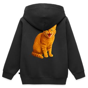 Fauchende orange getigerte Katze - Kinder Premium Organic Zip Hoodie - Schwarz - Hinten - AI Model Kid Male (0cm)