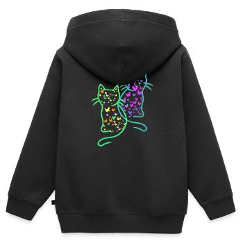 des années 80 Rétro Chats Chat Teen Papillons Enfant - Sweat Premium à capuche zippé enfant bio - noir - Dos - AI Model Kid Male (0cm)