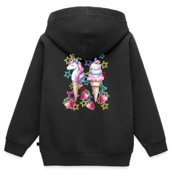 80er Eis Eiskrem Eiscrem Teenie Mädchen Einhorn - Kinder Premium Organic Zip Hoodie - Schwarz - Hinten - AI Model Kid Male (0cm)