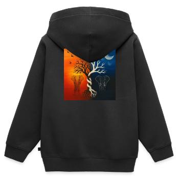 Elefanten / Spirit-Soul Kollektion - Kinder Premium Organic Zip Hoodie - Schwarz - Hinten - AI Model Kid Male (0cm)