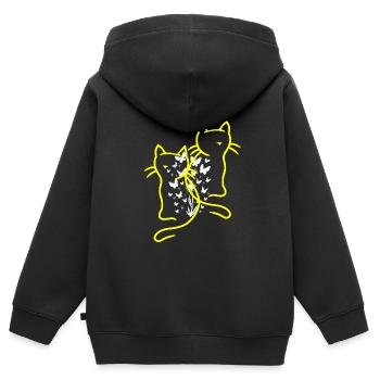80er Katzen Katze Teenie Mädchen Kinder Kind - Kinder Premium Organic Zip Hoodie - Schwarz - Hinten - AI Model Kid Male (0cm)
