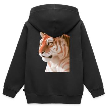 Floraler Tiger mit Blumen Kopfschmuck Ai-Art - Kinder Premium Organic Zip Hoodie - Schwarz - Hinten - AI Model Kid Male (0cm)