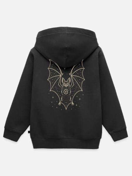 Mystische Fledermaus mit Sternen - Kinder Premium Organic Zip Hoodie - Schwarz