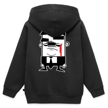 Hombre Grises : Anonymous, Liberté et protestation - Sweat Premium à capuche zippé enfant bio - noir - Dos - AI Model Kid Male (0cm)